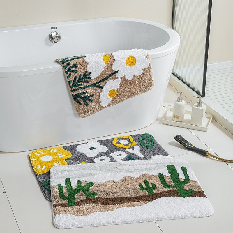 Soft Cotton Floral Bath Mat