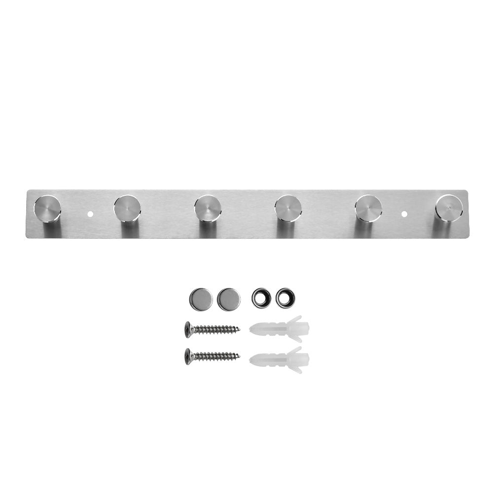 Wall-mounted stainless steel coat rack with five hooks Stornfield
