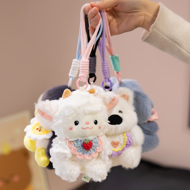 Plush Penguin Decorative Bag Charm with Crochet Bib and Spring-Loop Clip Stornfield