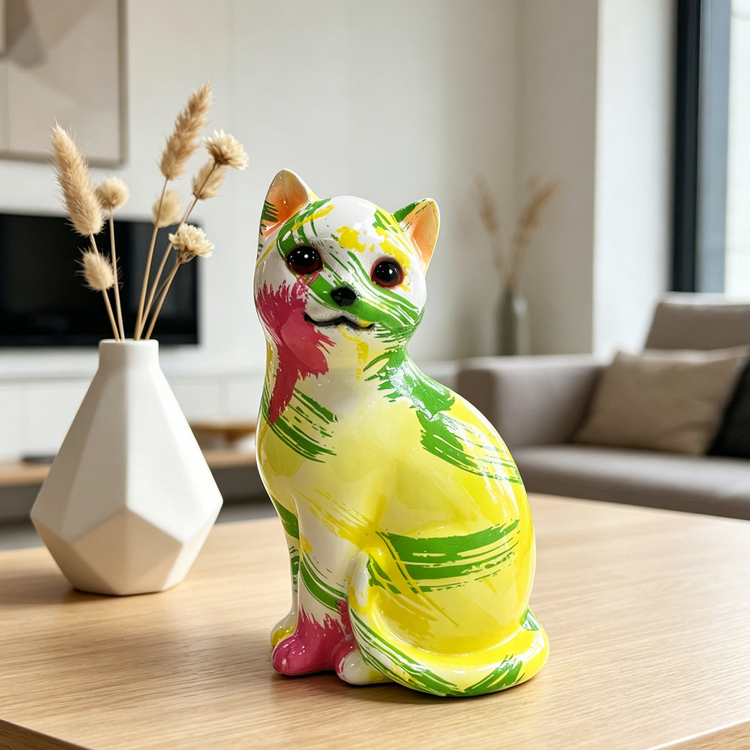 Artistic cat figurine in vibrant design Stornfield