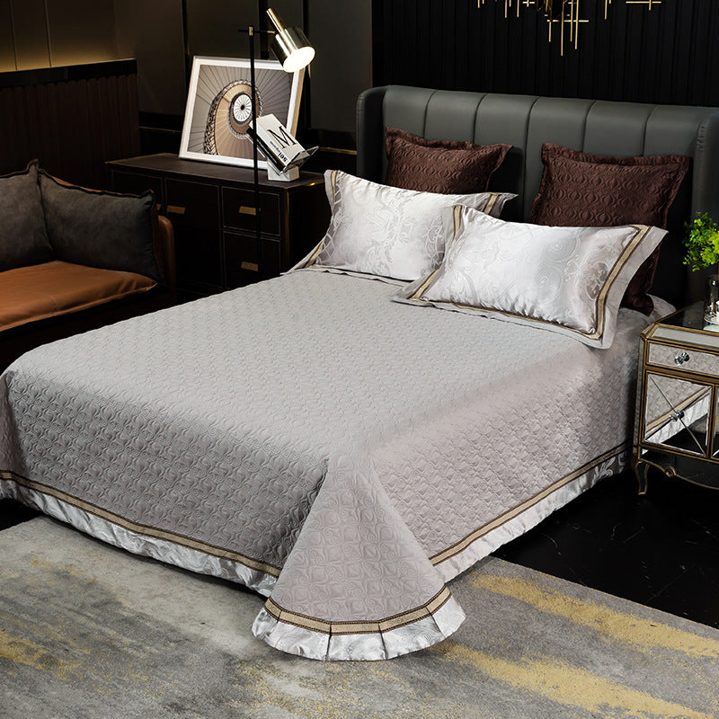 Quilted Microfiber Matelassé Bedspread with Satin Border & Matching Pillow Shams