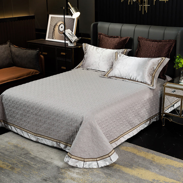 Quilted Microfiber Matelassé Bedspread with Satin Border & Matching Pillow Shams