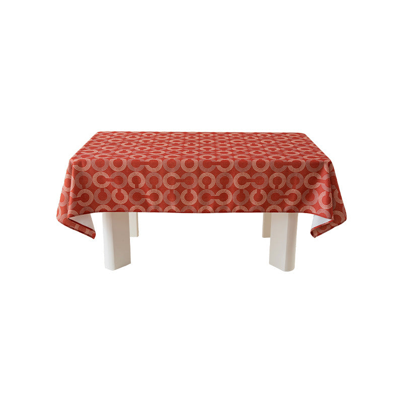 Rectangular tablecloth with retro geometric circle print made of easy-care cotton blend Stornfield