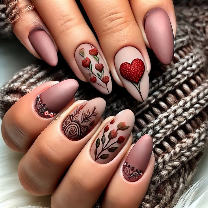 Artificial Nail Set with Romantic Heart Design Stornfield
