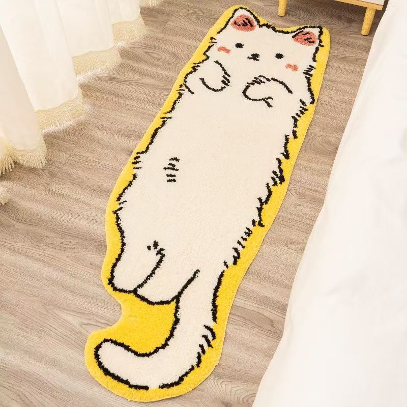 Novelty Plush Cat-Shaped Floor Rug Runner