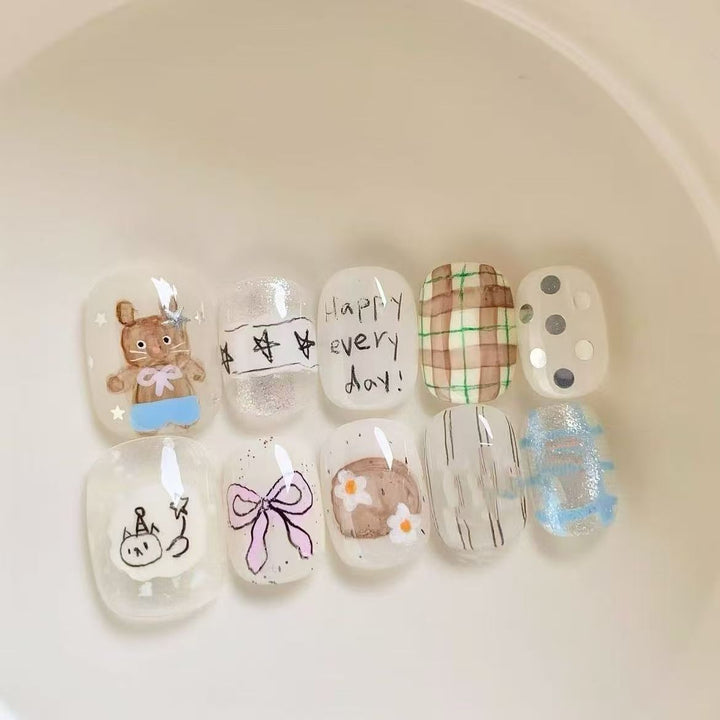 Cute Character Press-On Nail Art Set Stornfield
