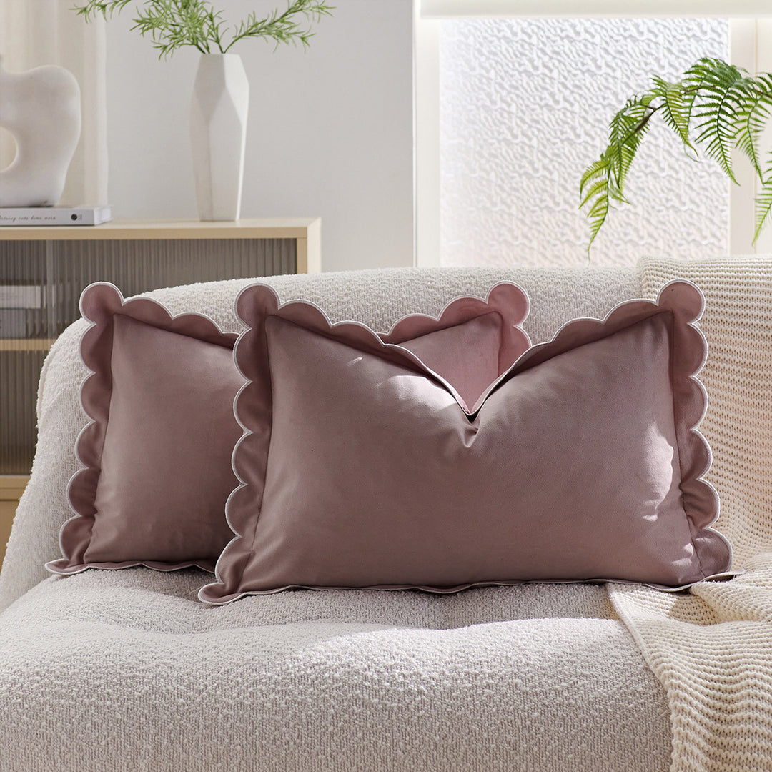 Plush Scalloped Velvet Throw Pillow Cover