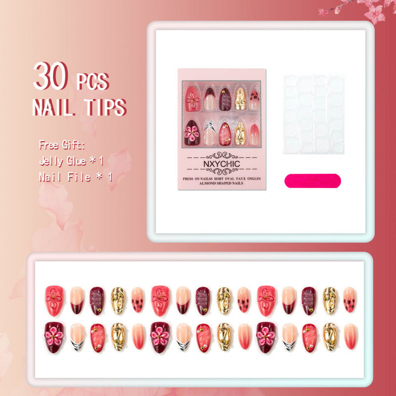 Artistic 3D Floral Decorative Press-On Nails