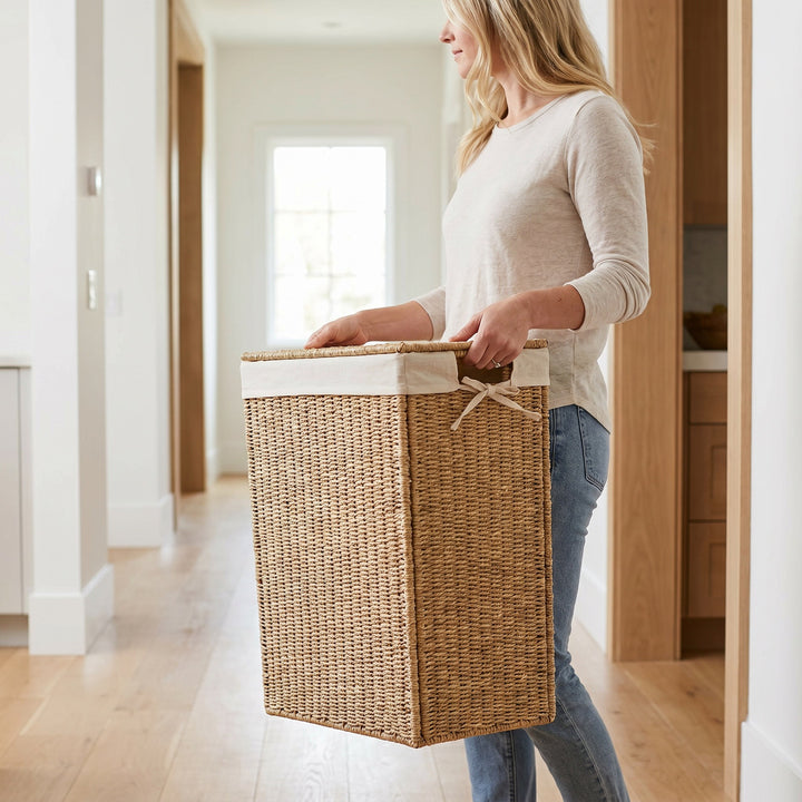 High-quality laundry basket made of natural wicker Stornfield