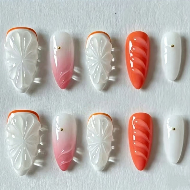 Handcrafted Floral Press-On Nail Set Stornfield
