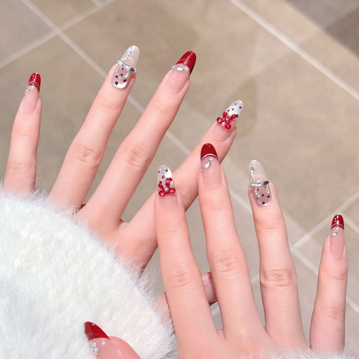 Artistic Press-On Nail Extensions with Gem Accents Stornfield