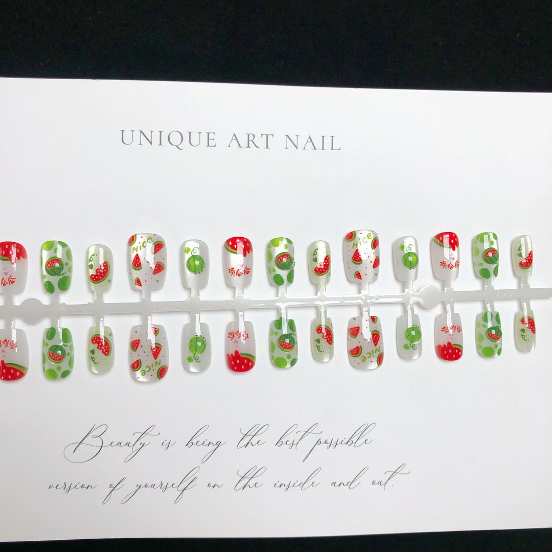 Whimsical Fruit-Themed Press-On Nail Art Set