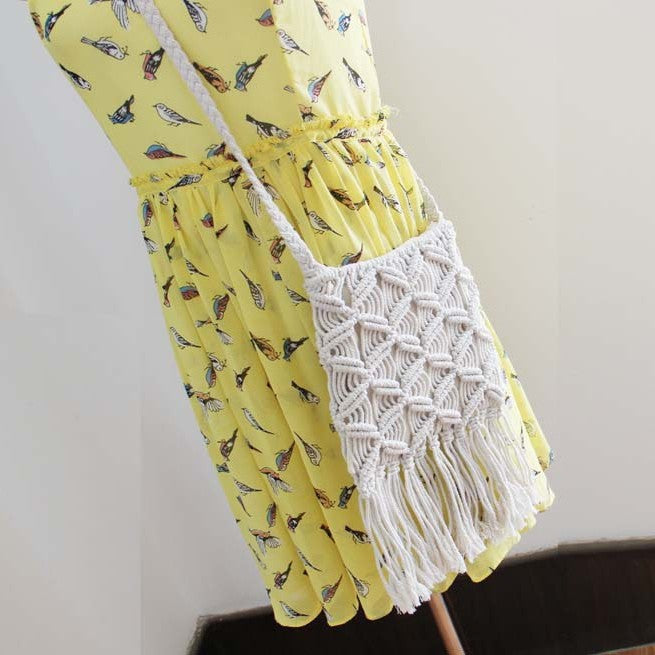 Hand-knotted macrame bag with fringes Stornfield