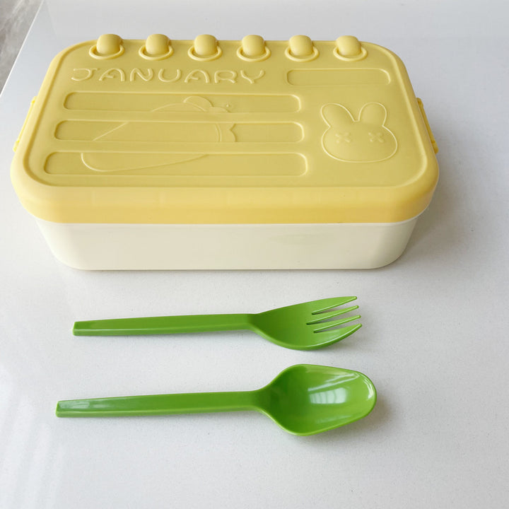 Multi-Compartment Cute Bunny-Themed Lunch Box with Utensils