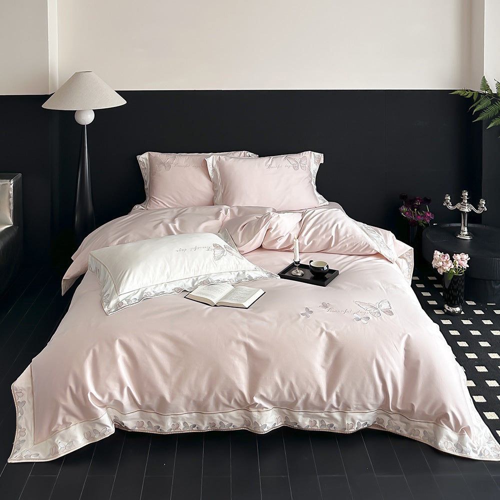 Embroidered Butterfly Cotton-Sateen Duvet Cover Set