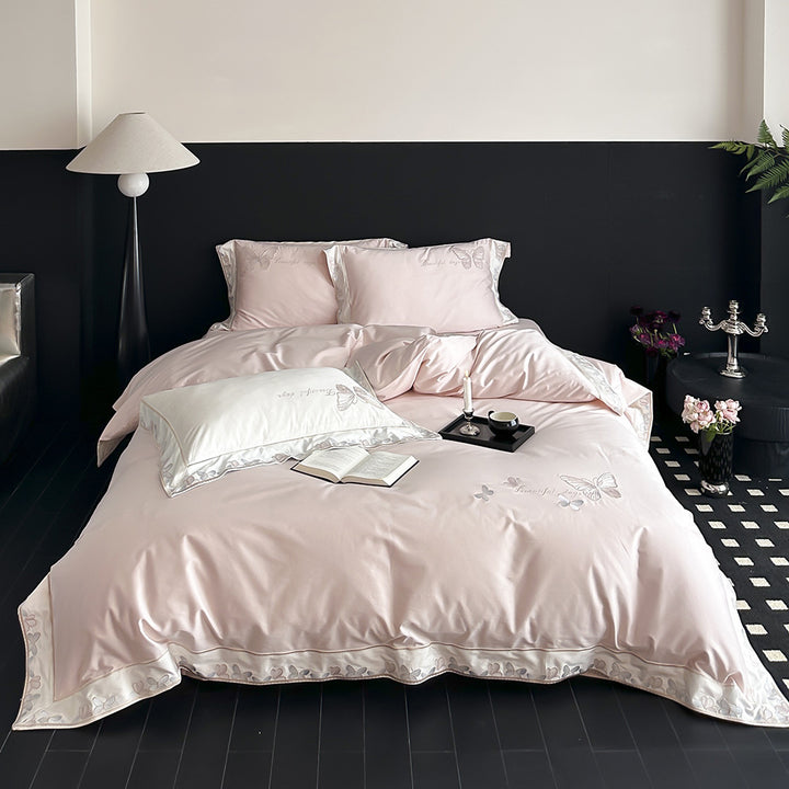 Embroidered Butterfly Cotton-Sateen Duvet Cover Set