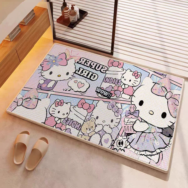 Cartoon Character-Themed Plush Bath Mat for Bathroom