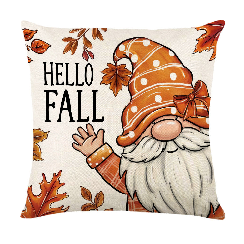 Decorative Autumn Basket Pumpkin Sunflower Square Pillow Cover with Hidden Zipper
