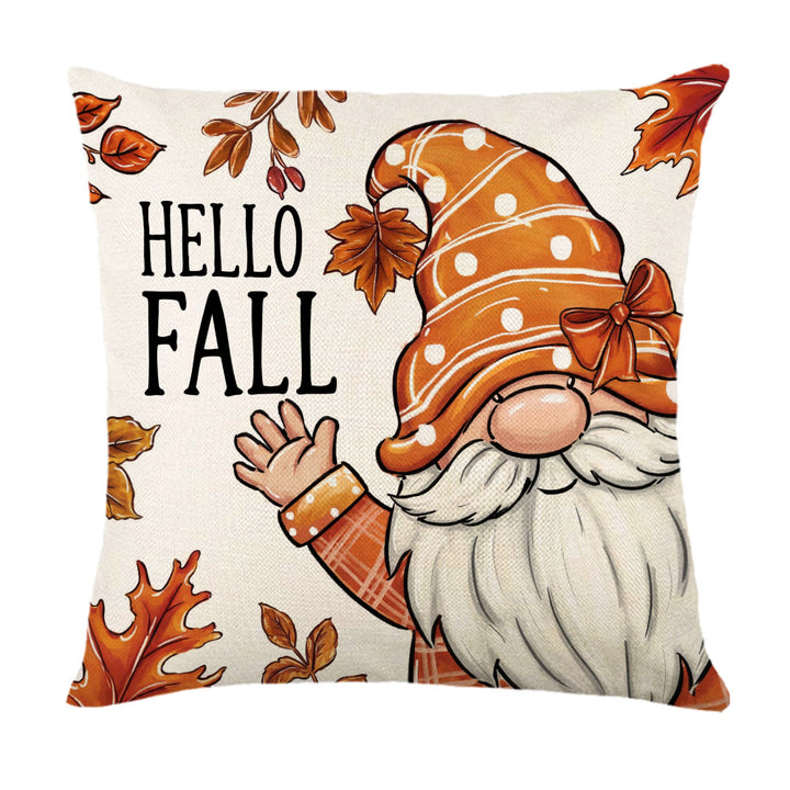 Decorative Autumn Basket Pumpkin Sunflower Square Pillow Cover with Hidden Zipper