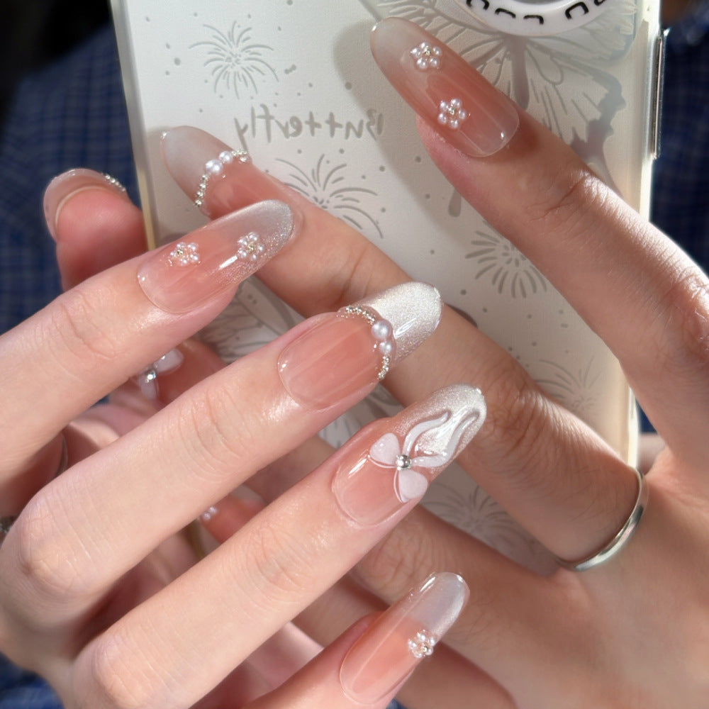 Artistic Character-Embossed Press-On Nail Set Stornfield