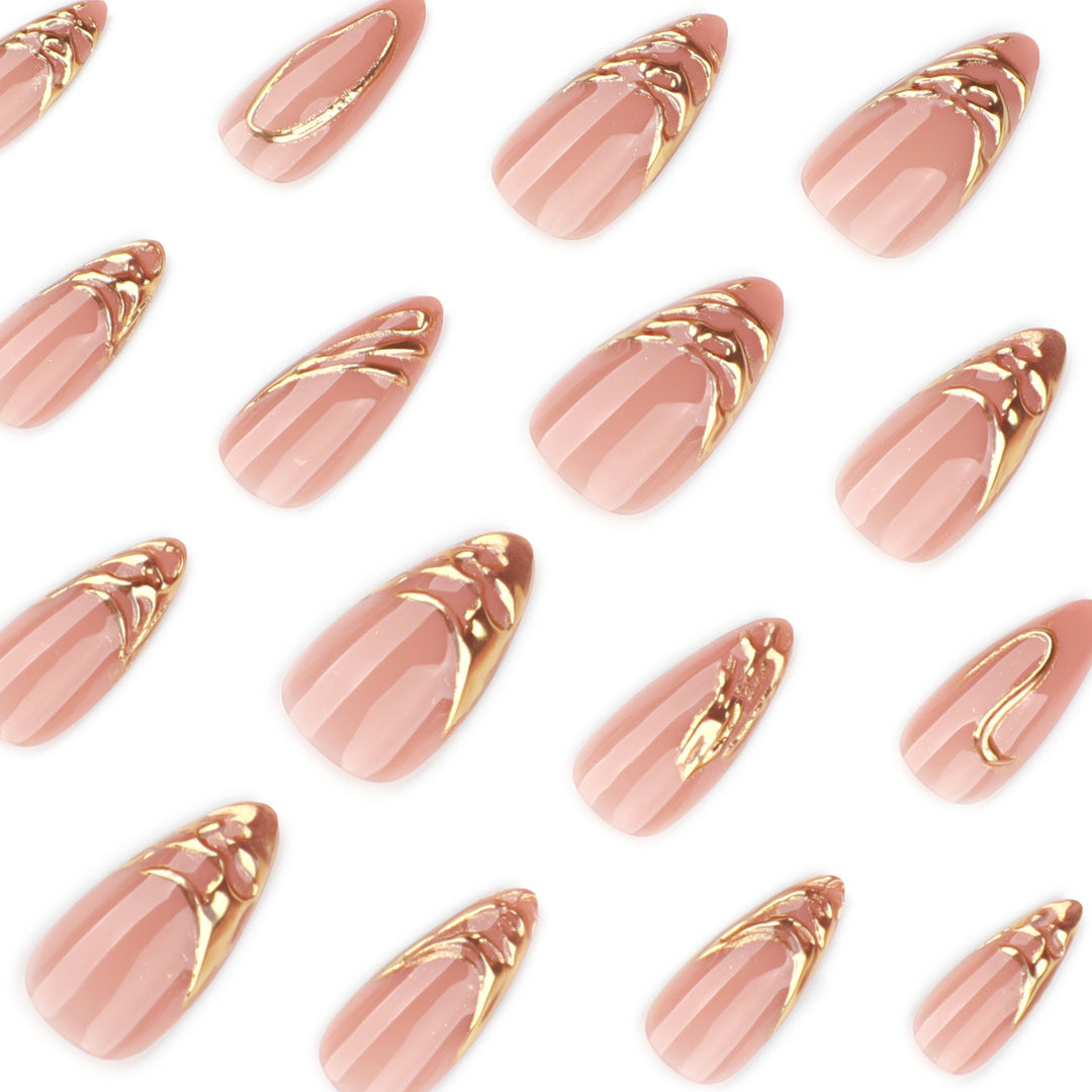 Artistic acrylic nails with gold embellishments Stornfield