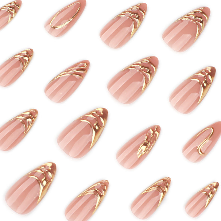 Artistic acrylic nails with gold embellishments Stornfield