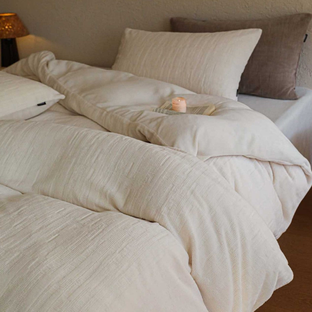 Brushed Cotton-Linen Duvet Cover Set with Tailored Pillow Shams