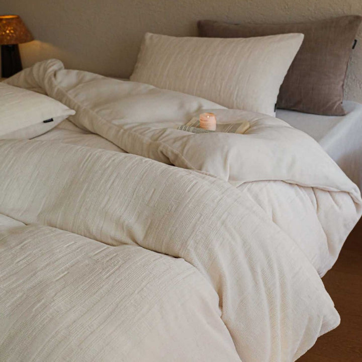 Brushed Cotton-Linen Duvet Cover Set with Tailored Pillow Shams