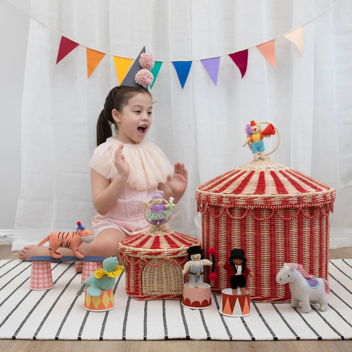 Playful cat basket in circus design Stornfield