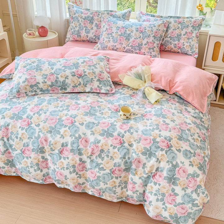 Floral Patterned Reversible Duvet Cover Set