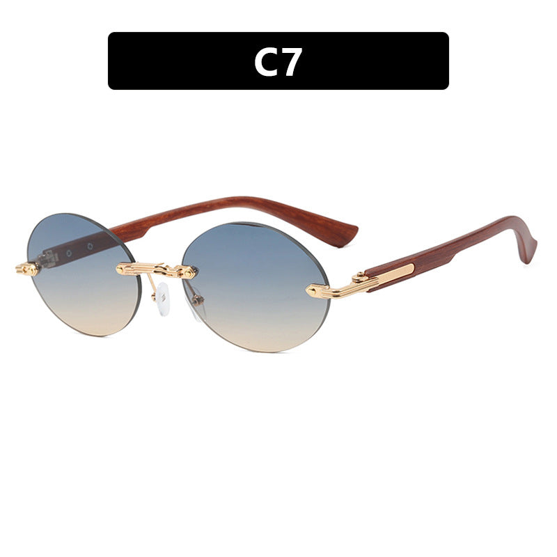 Women's round sunglasses with elegant wooden frame and UV protection Stornfield