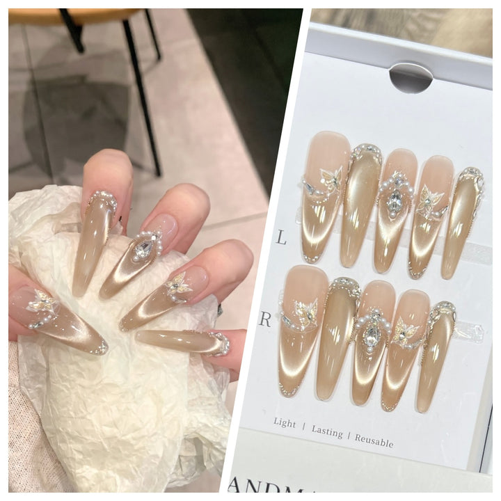 Artistic Stiletto Press-On Nail Set with Charming Patterns Stornfield