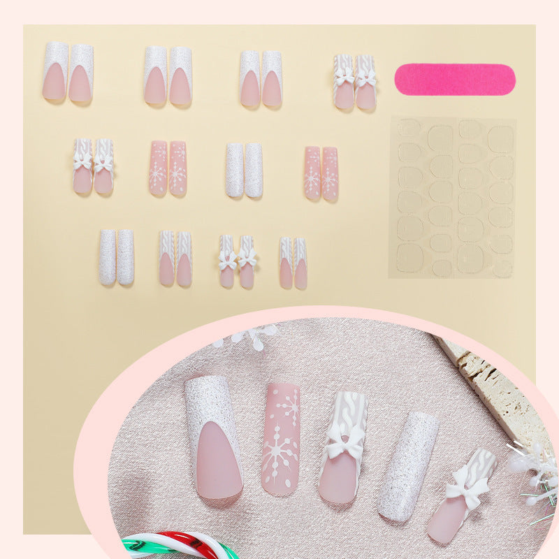 Artificial nail set with luxurious glitter and floral accents Stornfield