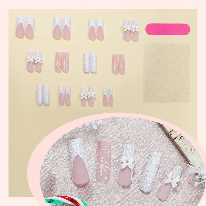 Artificial nail set with luxurious glitter and floral accents Stornfield