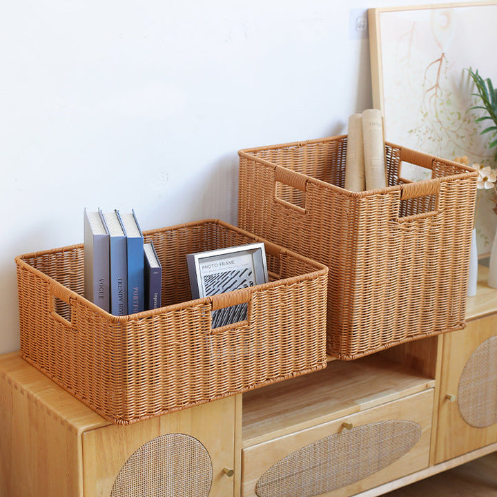 Handwoven Storage Basket with Cutout Handles Stornfield