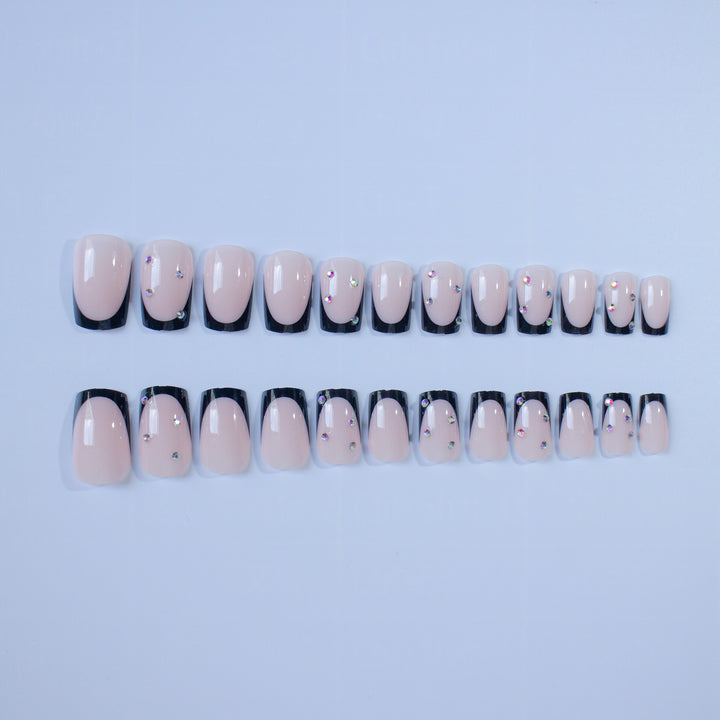 Elegant Nail Art Design Set with Rhinestone Accents