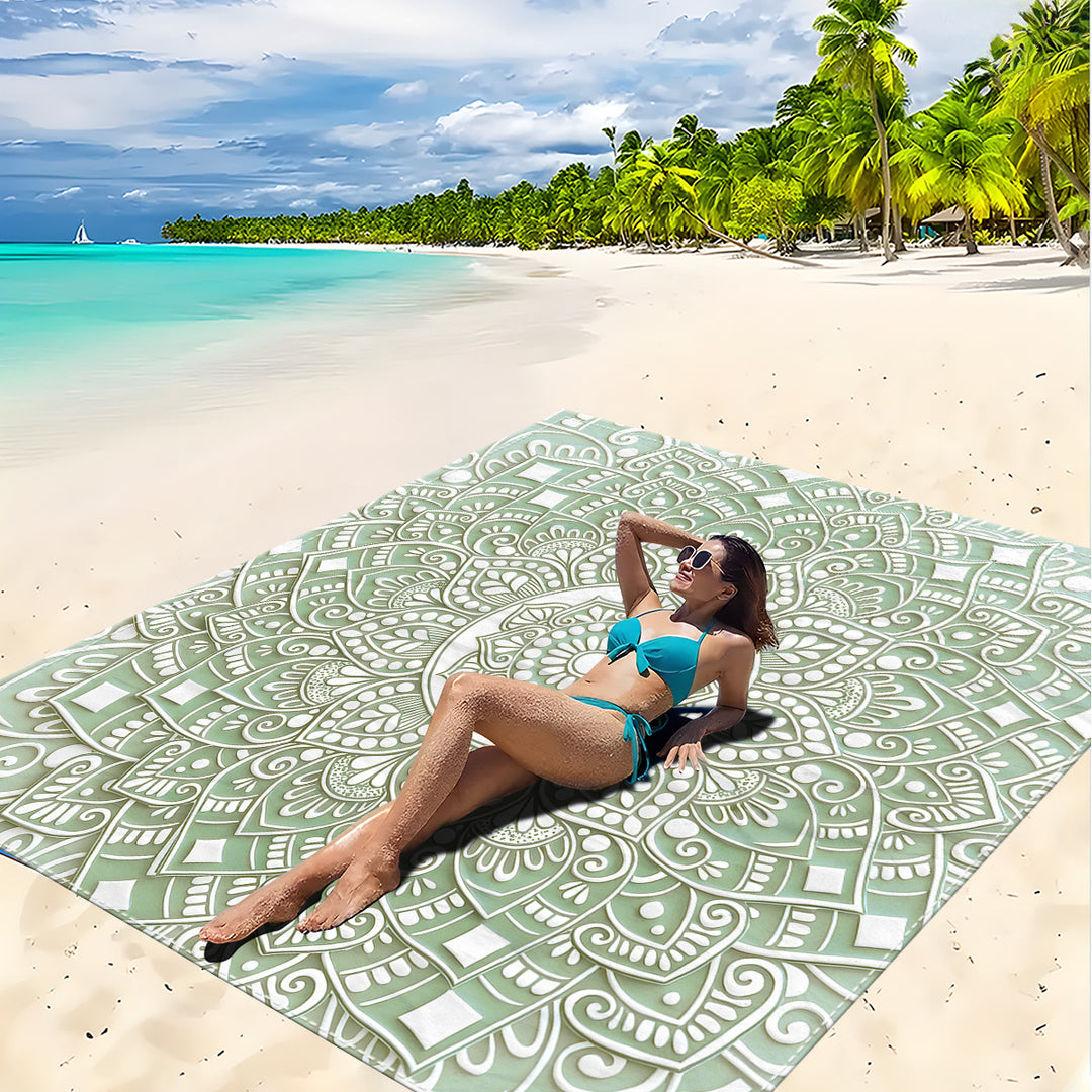 Mandala Design Beach Mat Stornfield
