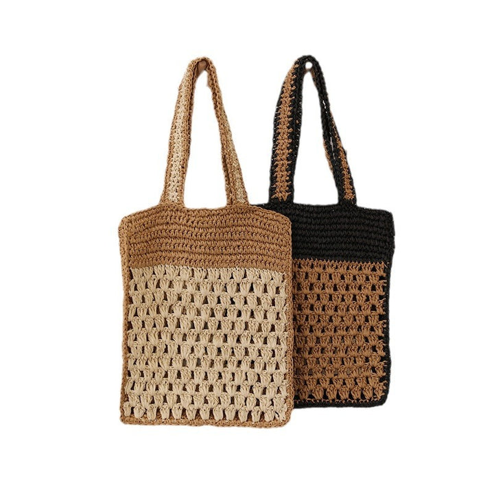 Hand-knotted tote bag in modern net design Stornfield