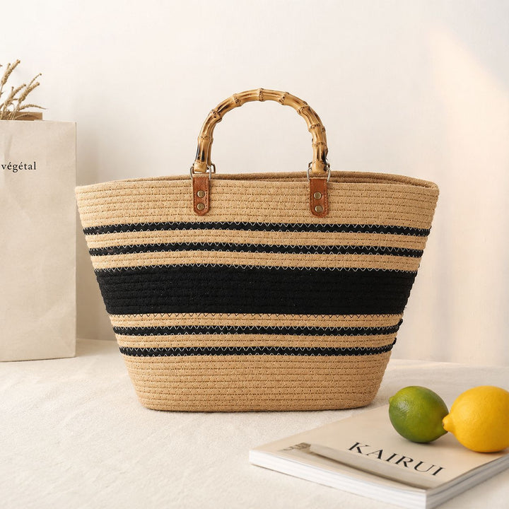 Stylish basket bag with bamboo handles Stornfield