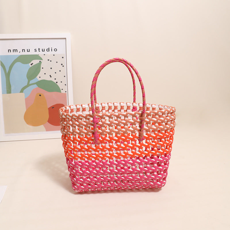 Handcrafted straw bag with colorful gradient Stornfield