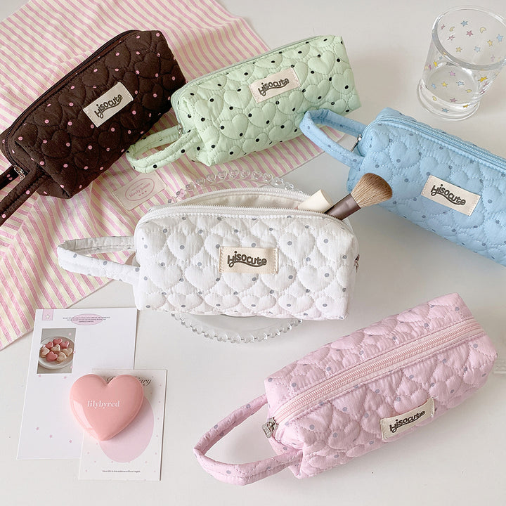 Quilted Heart-Shaped Pencil Case Stornfield