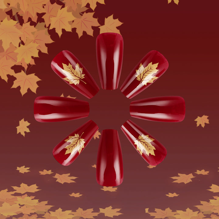 Artistic Fall-Themed Press-On Nail Art Stornfield