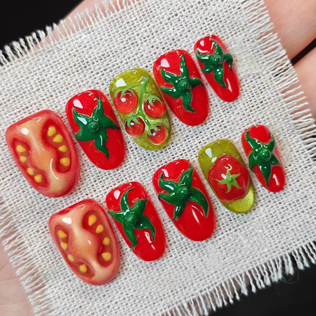 Creative Vegetable-Themed Press-On Nails