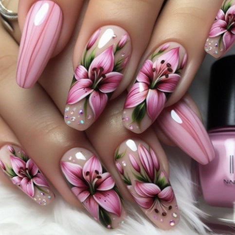 Floral Art Acrylic Nail Enhancements Stornfield