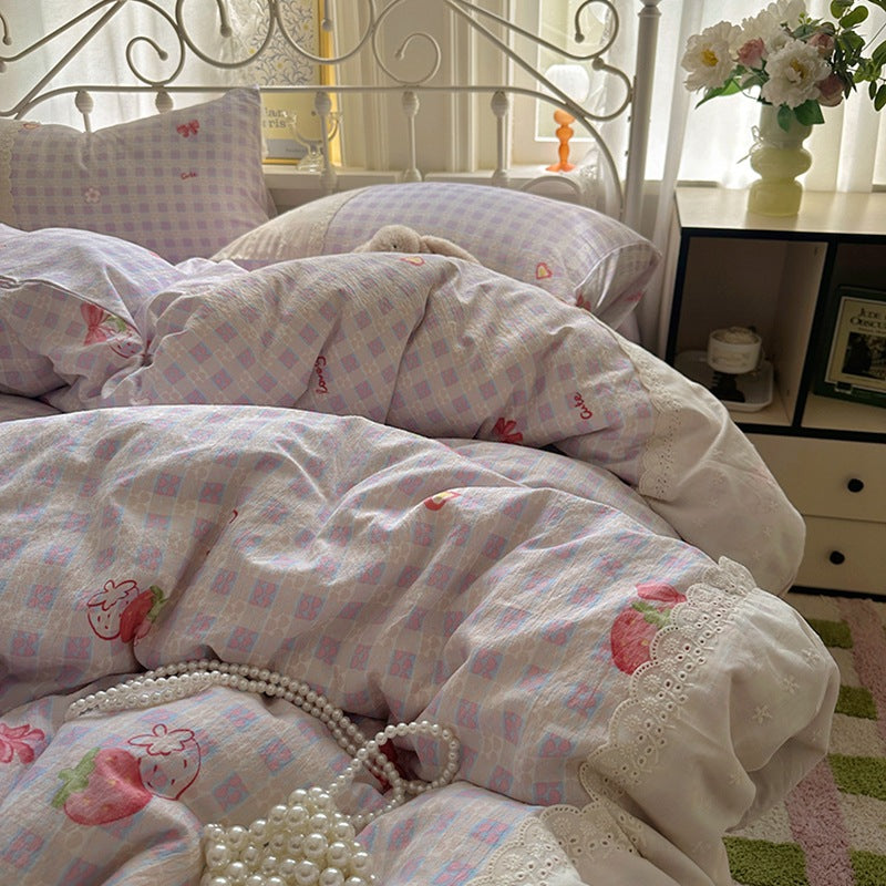 Soft Floral Embroidered Bedspread Set