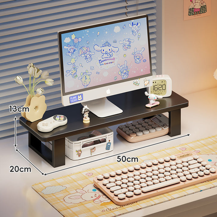 Bamboo Monitor Stand Riser with Under-Shelf Storage Organizer