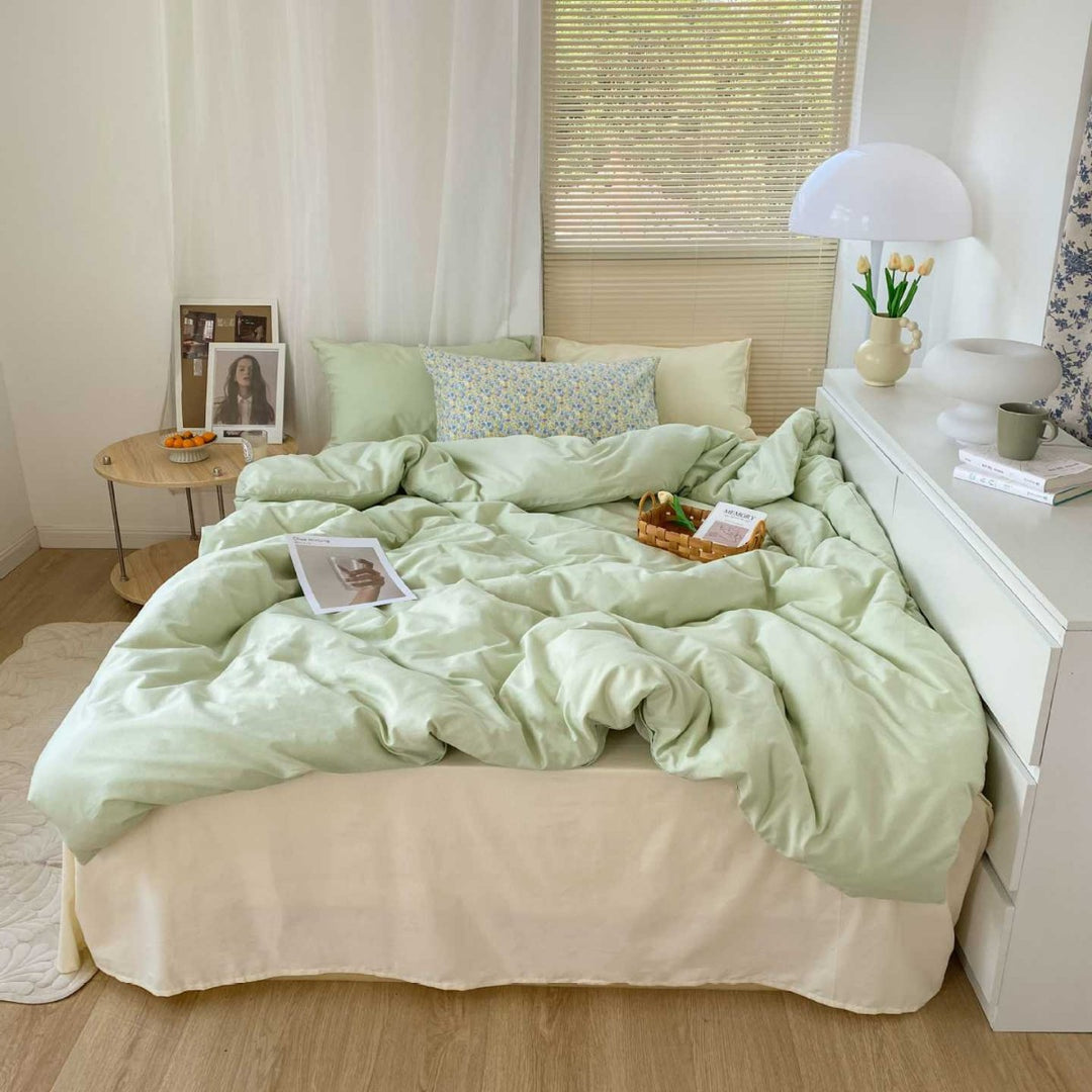 Breathable Cotton Percale Floral Duvet Cover Set with Pillow Shams