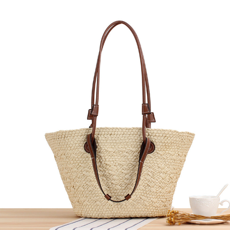 Braided Beach Bag with Elegant Leather Handles Stornfield