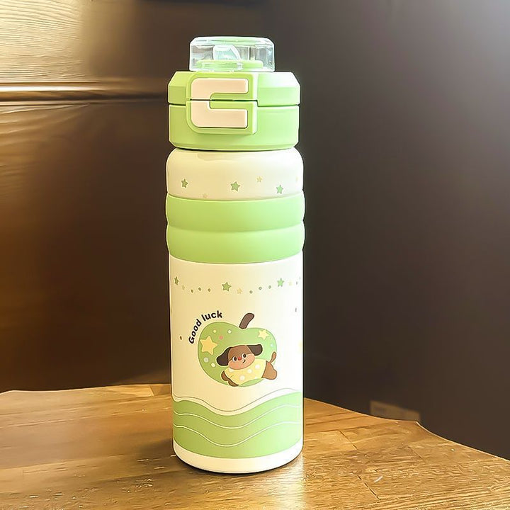 Women's Insulated Water Bottle with Safe Flip Lid and Cute Dog Motif Stornfield