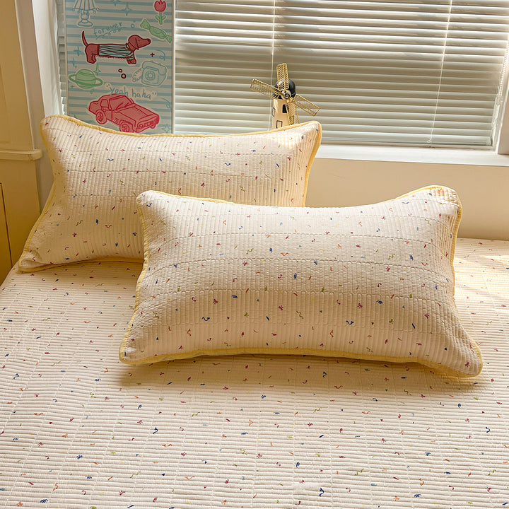 Textured Botanical Print Quilted Bedspread